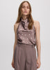 Sleeveless Satin Top with Halter Neckline
