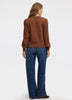 Long-Balloon-Sleeve Crew-Neck Pointelle Sweater