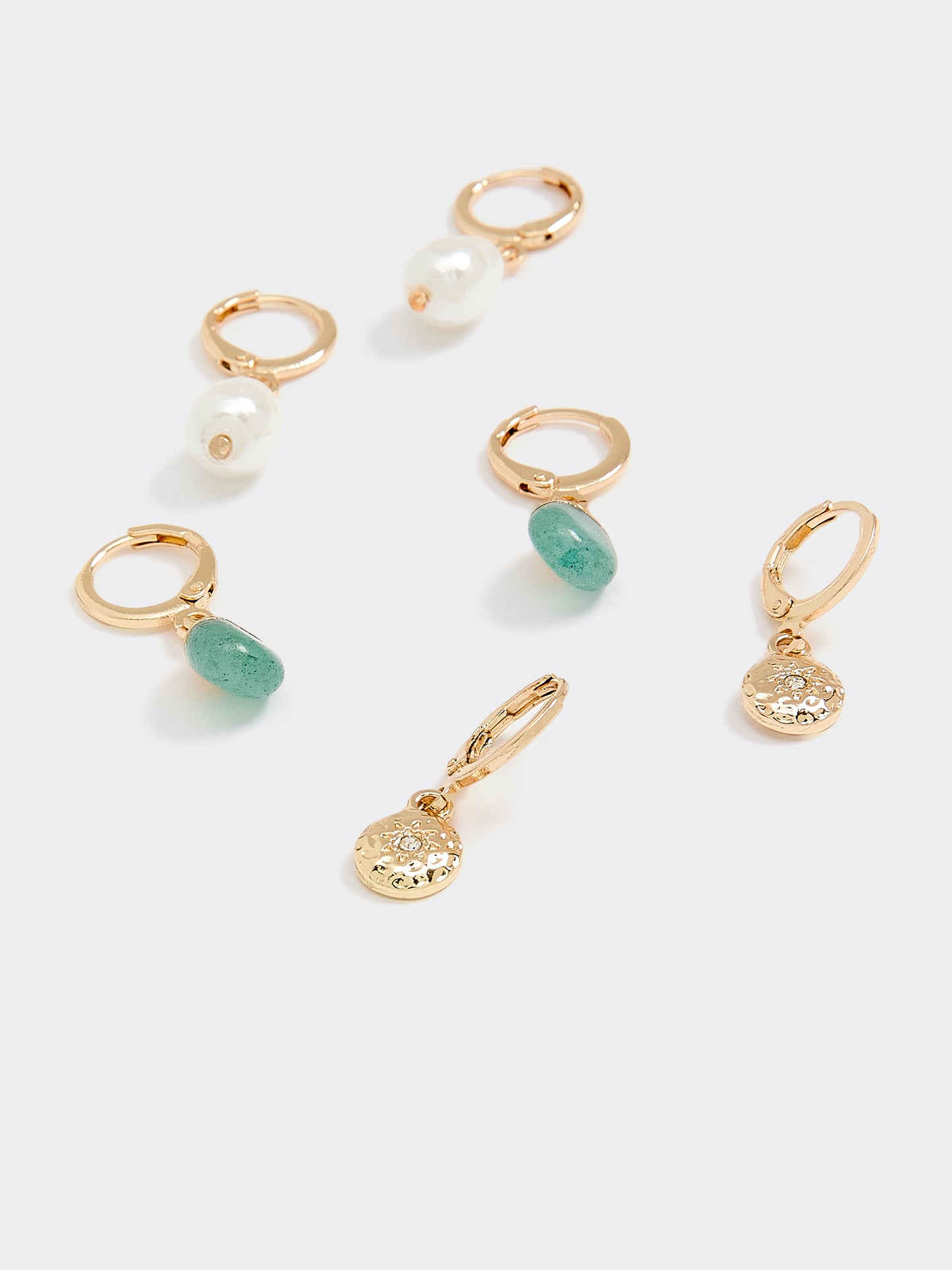 Ladies Metal Imitation Earrings Set – 3 Pairs Hoop & Pendant