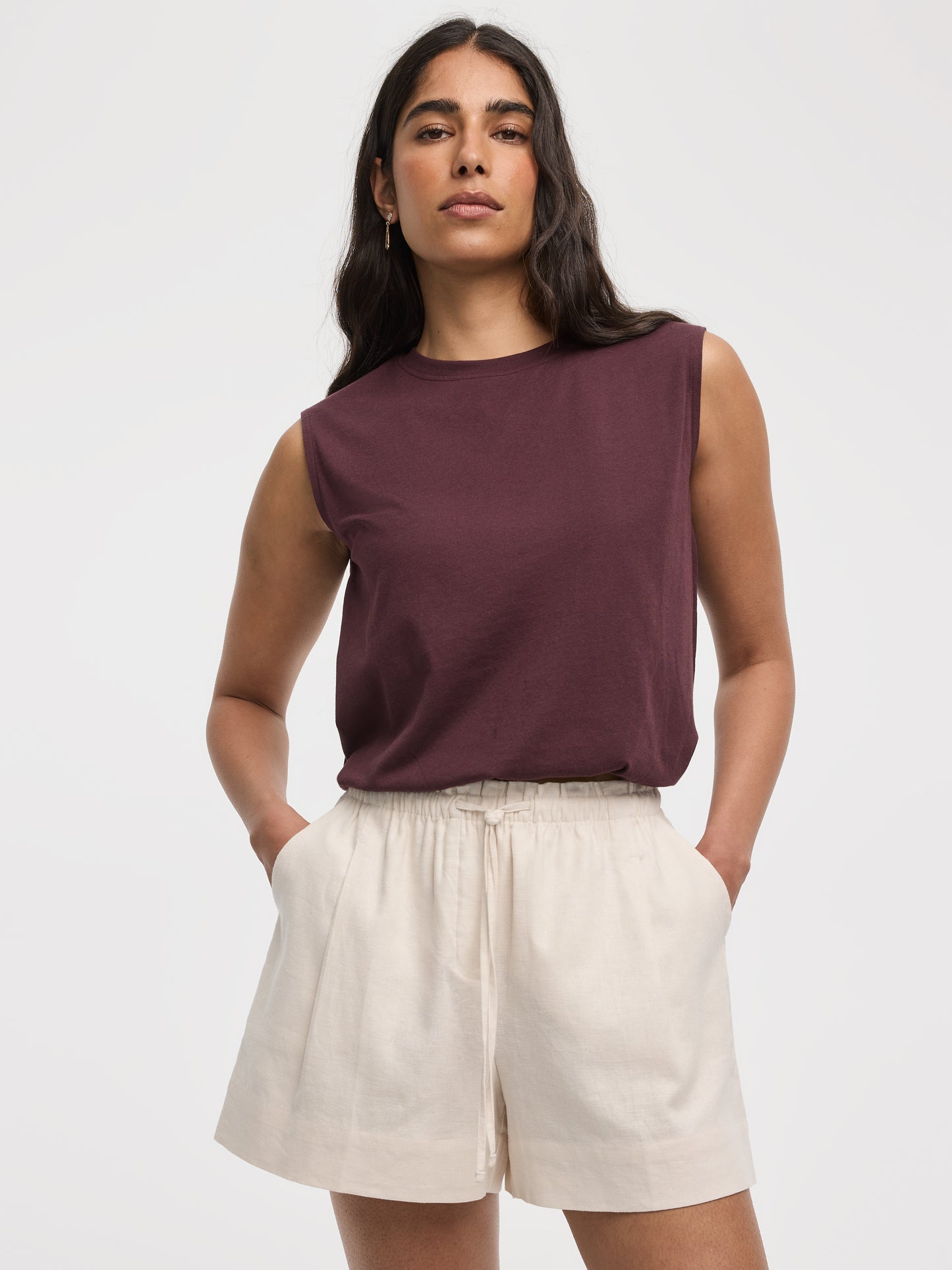 Crew-Neck Tank with Bubble Hem