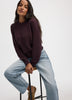 Long-Balloon-Sleeve Crew-Neck Pointelle Sweater