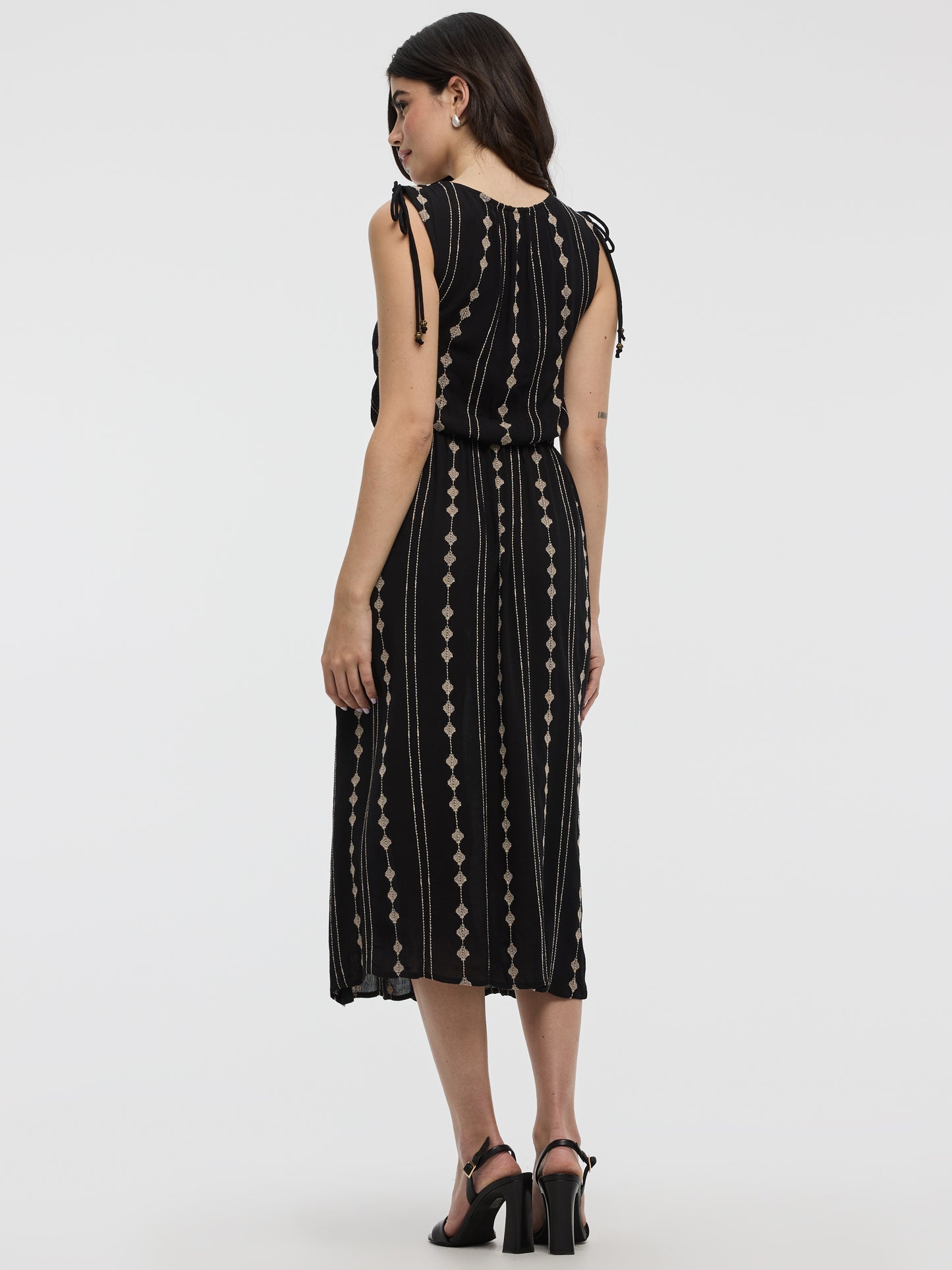 Sleeveless V-Neck Midi Dress