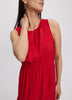 Sleeveless Split-Neck Midi Dress