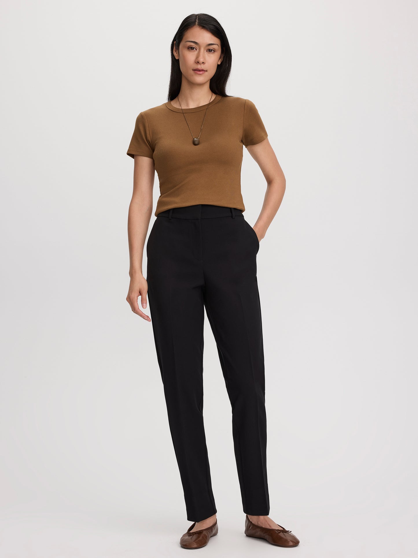 Slim-Leg High-Rise Ankle Pant