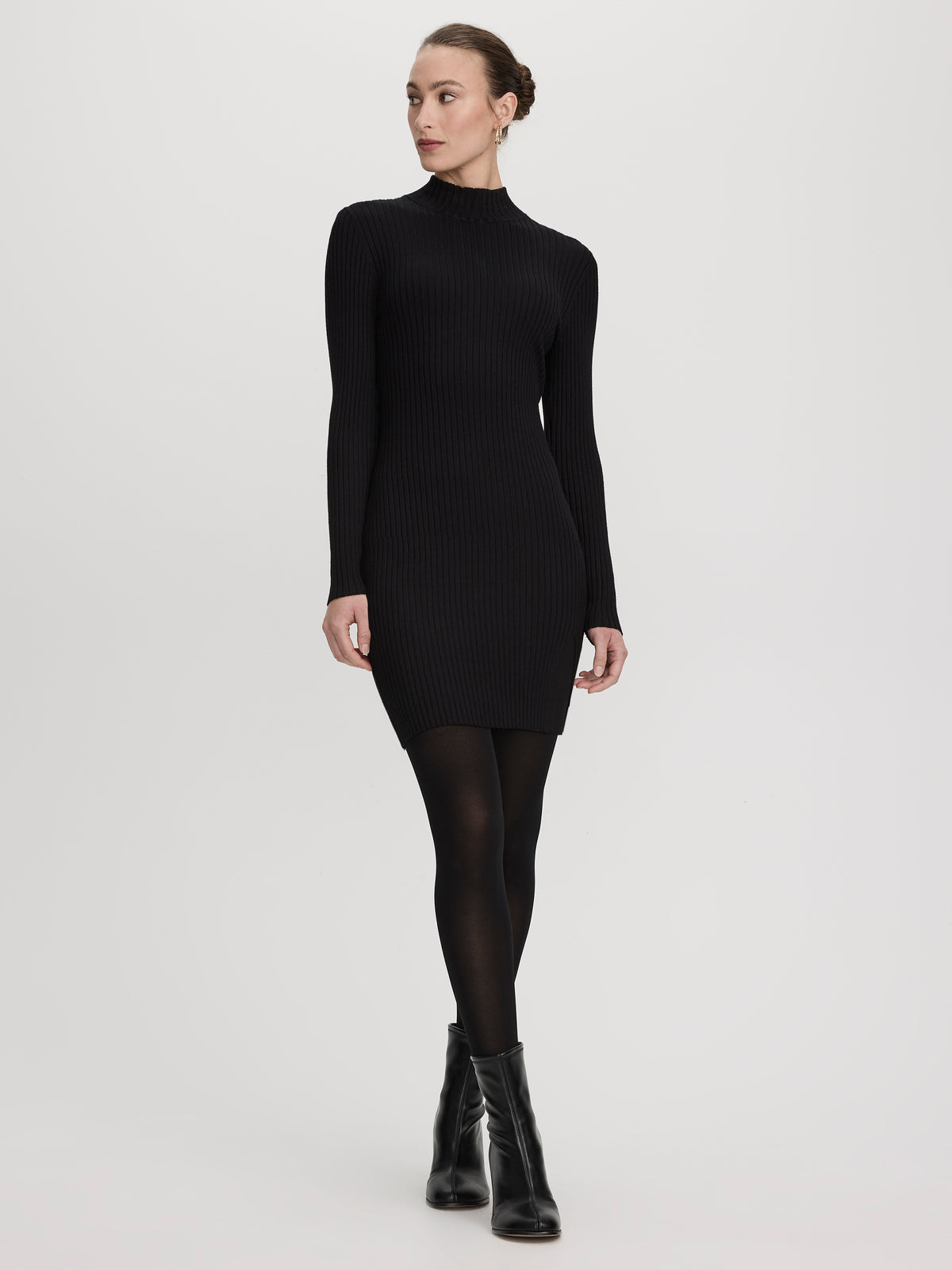 Long-Sleeve Mock-Neck Bodycon Mini Dress