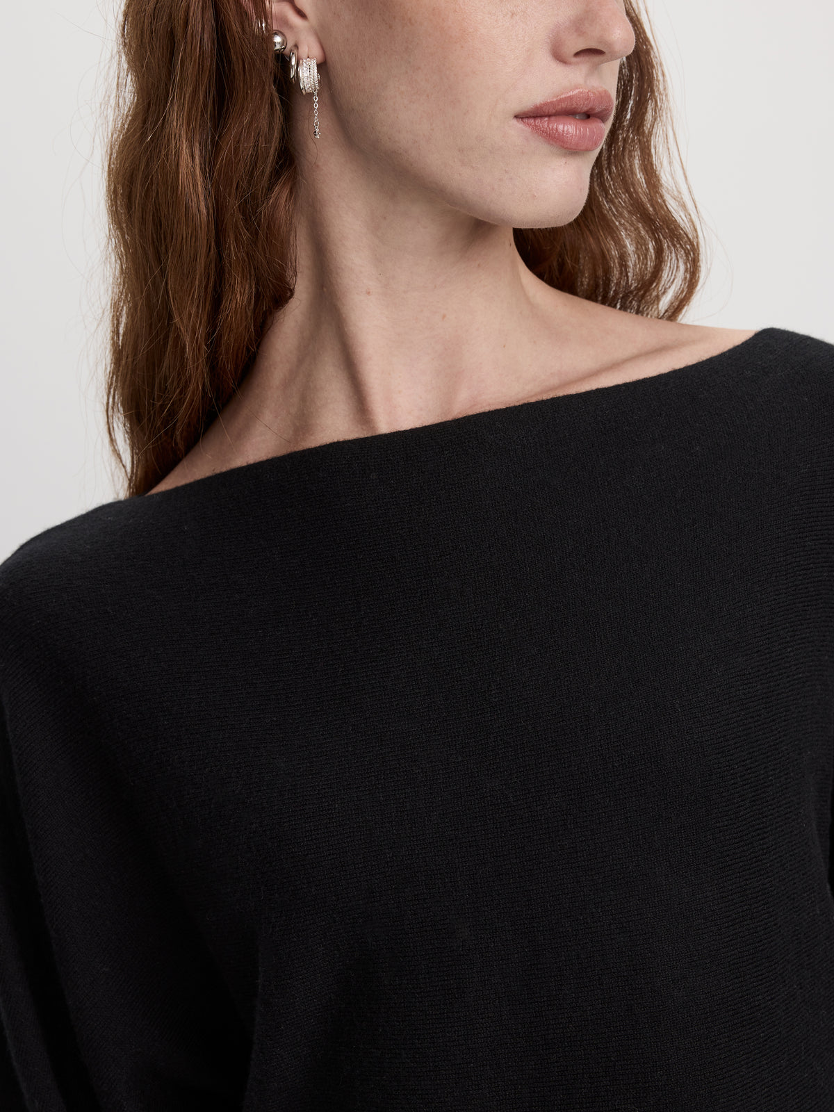 Merino-Blend Long-Sleeve Off-the-Shoulder Sweater