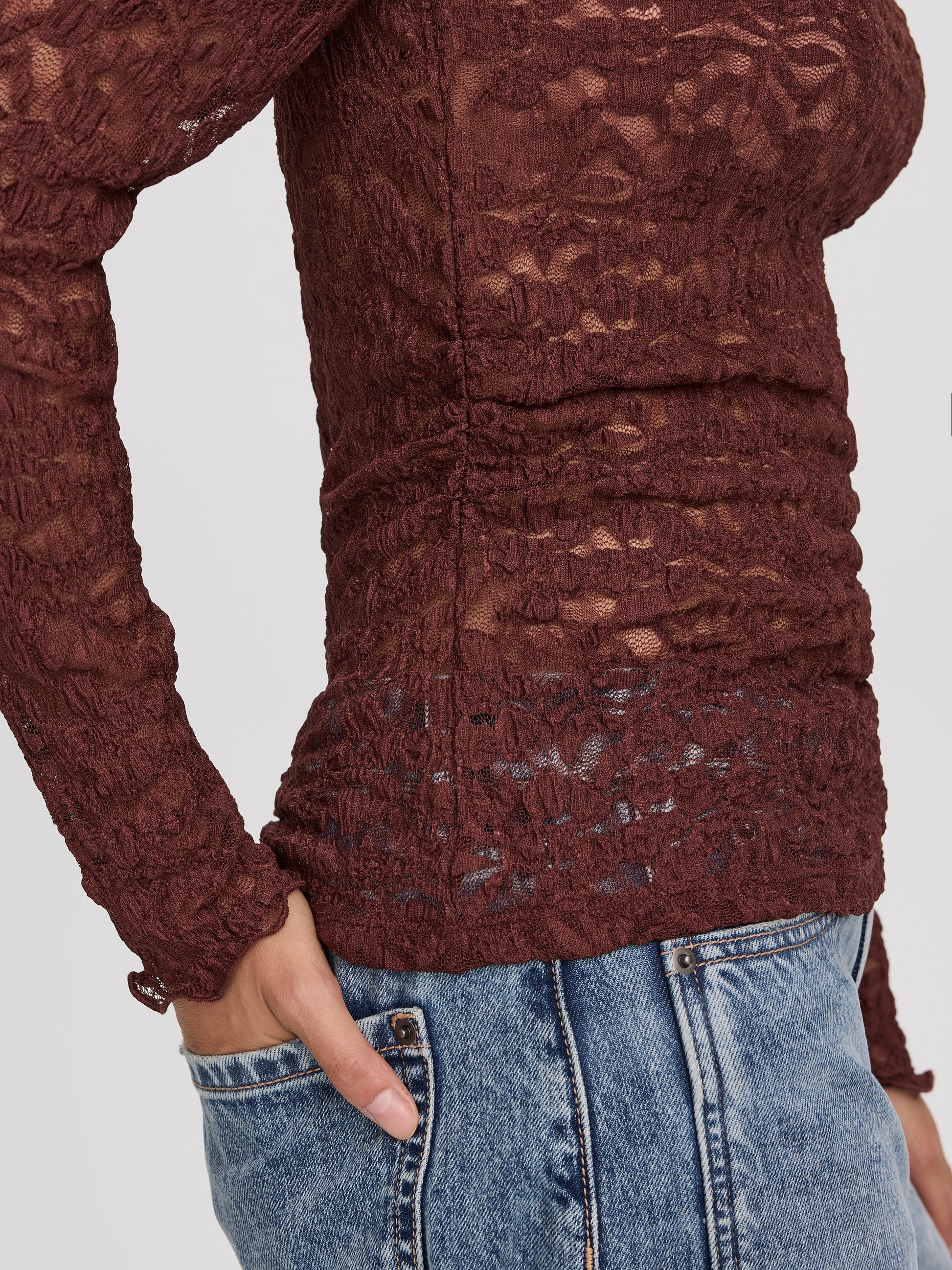 Long-Sleeve Lace Top