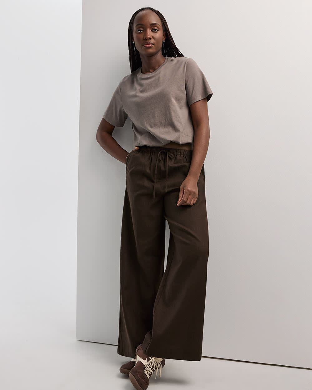 Wide-Leg Linen-Blend Pant