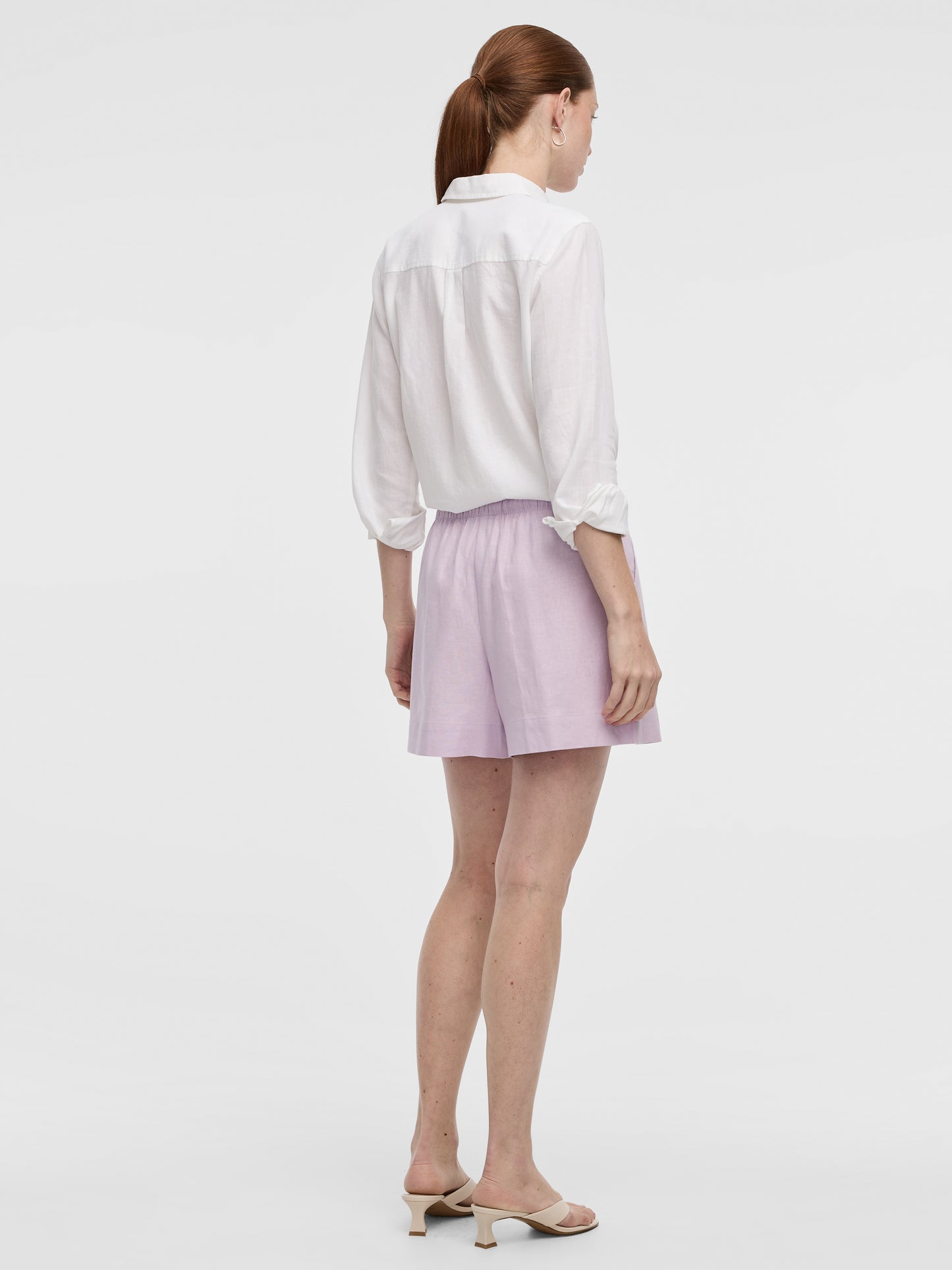 Linen-Blend Shorts with Elastic Waistband