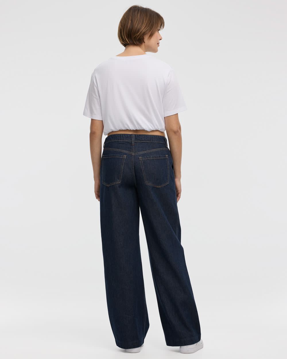 Wide-Leg Mid-Rise Denim Trousers