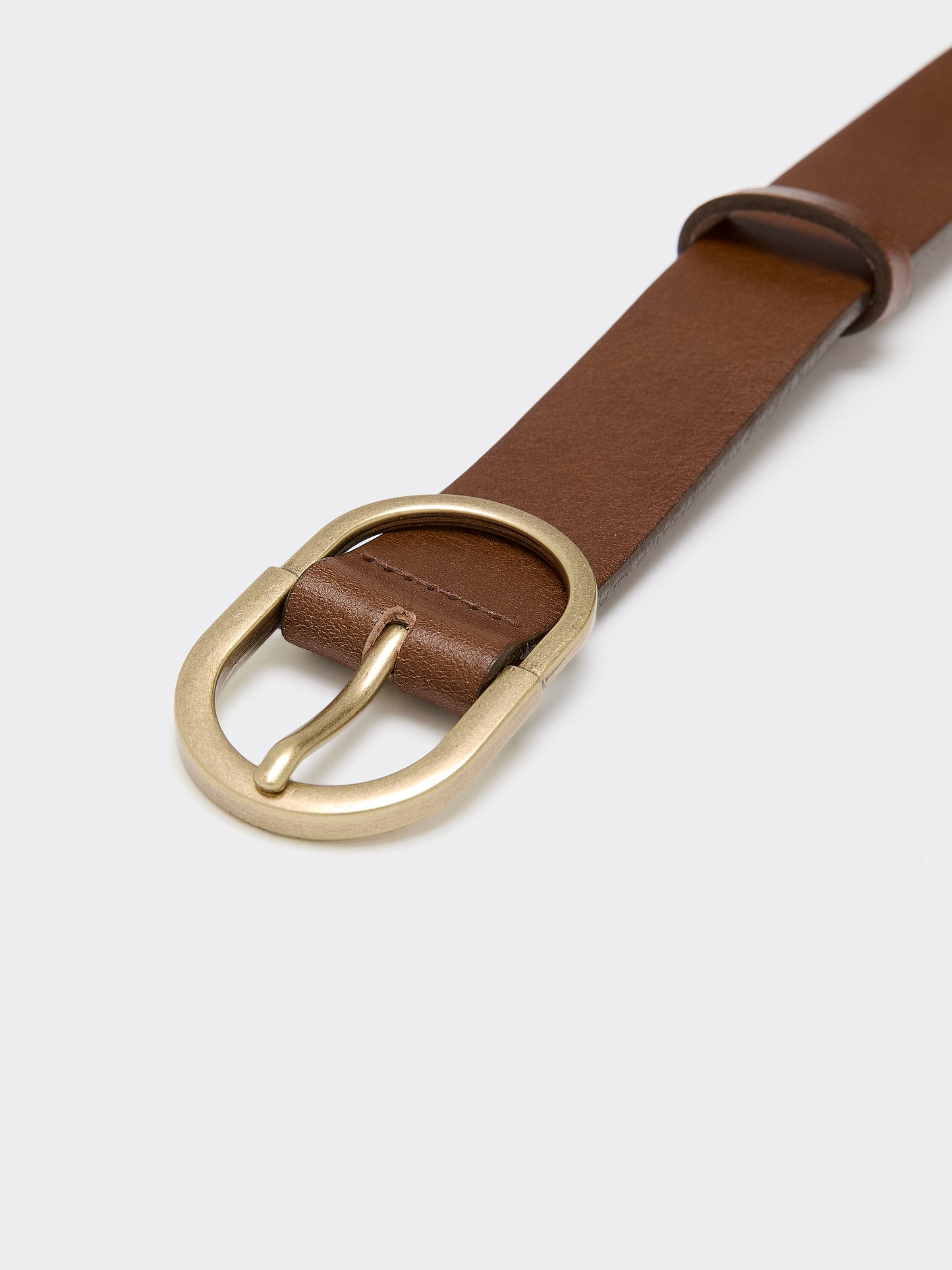 Leather Belt with Oval Buckle