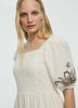 Short-Sleeve Fit-and-Flare Dress with Square Neckline