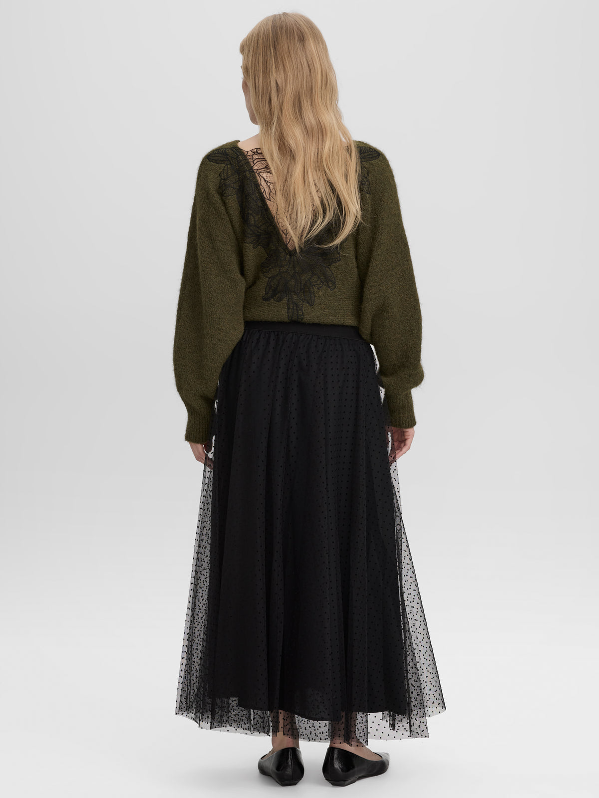 Maxi Tulle Skirt with Dots