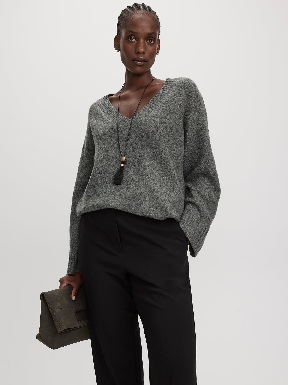 Long-Sleeve V-Neck PlushSoft Sweater
