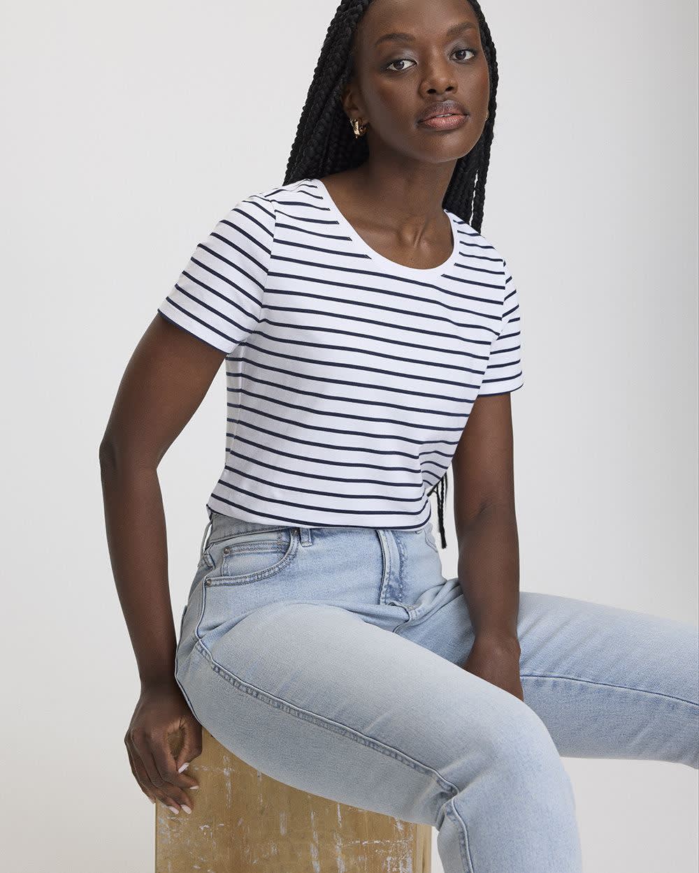Striped Scoop Neck T-Shirt - R Essentials