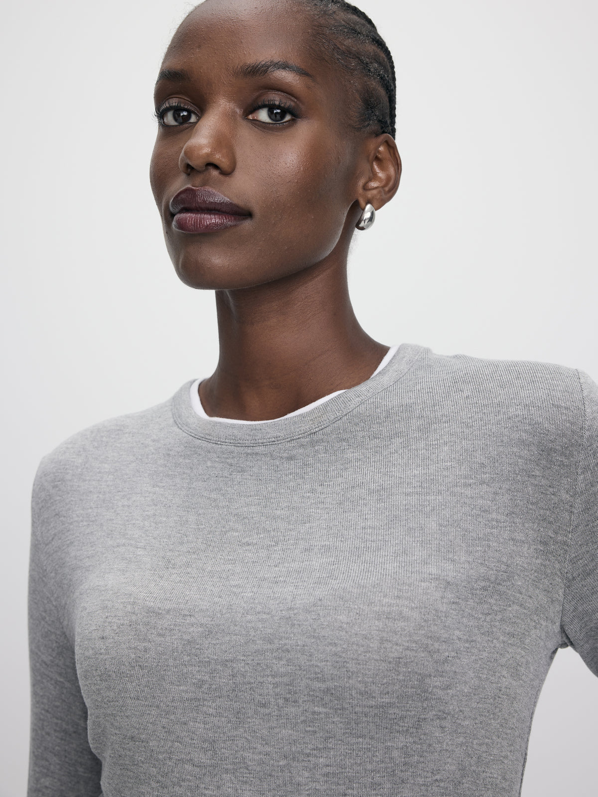 Long-Sleeve Crew-Neck Top with Fooler Insert
