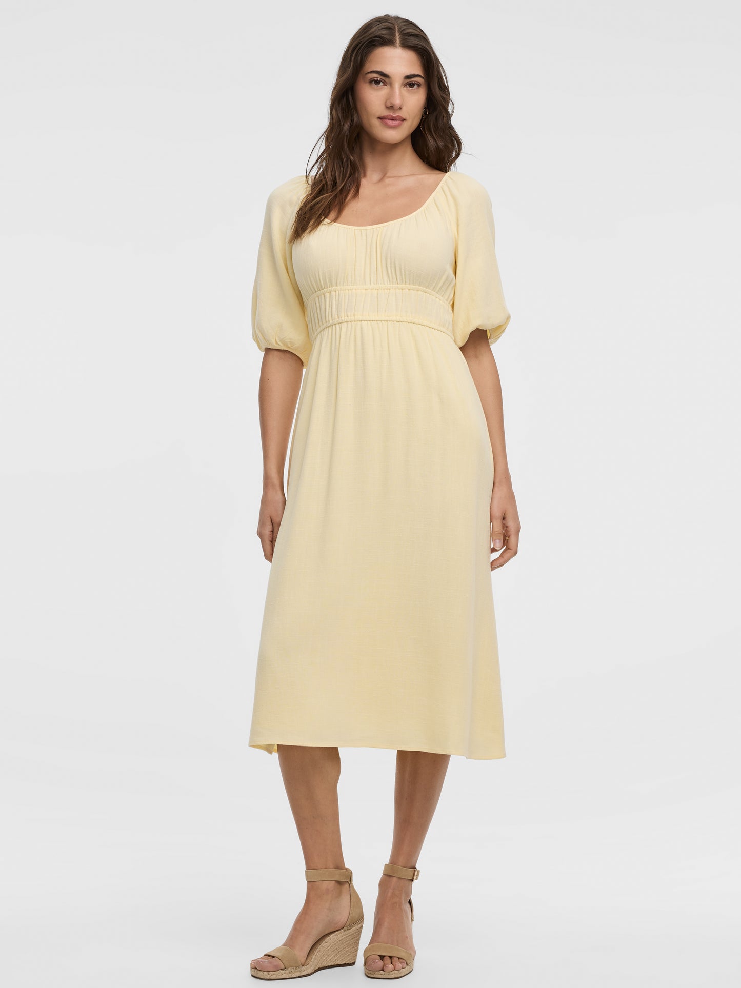 Women's Short-Sleeve Empire Midi Dress with Scoop Neck | Reitmans Women's Short-Sleeve Empire Midi Dress with Scoop Neck | Reitmans