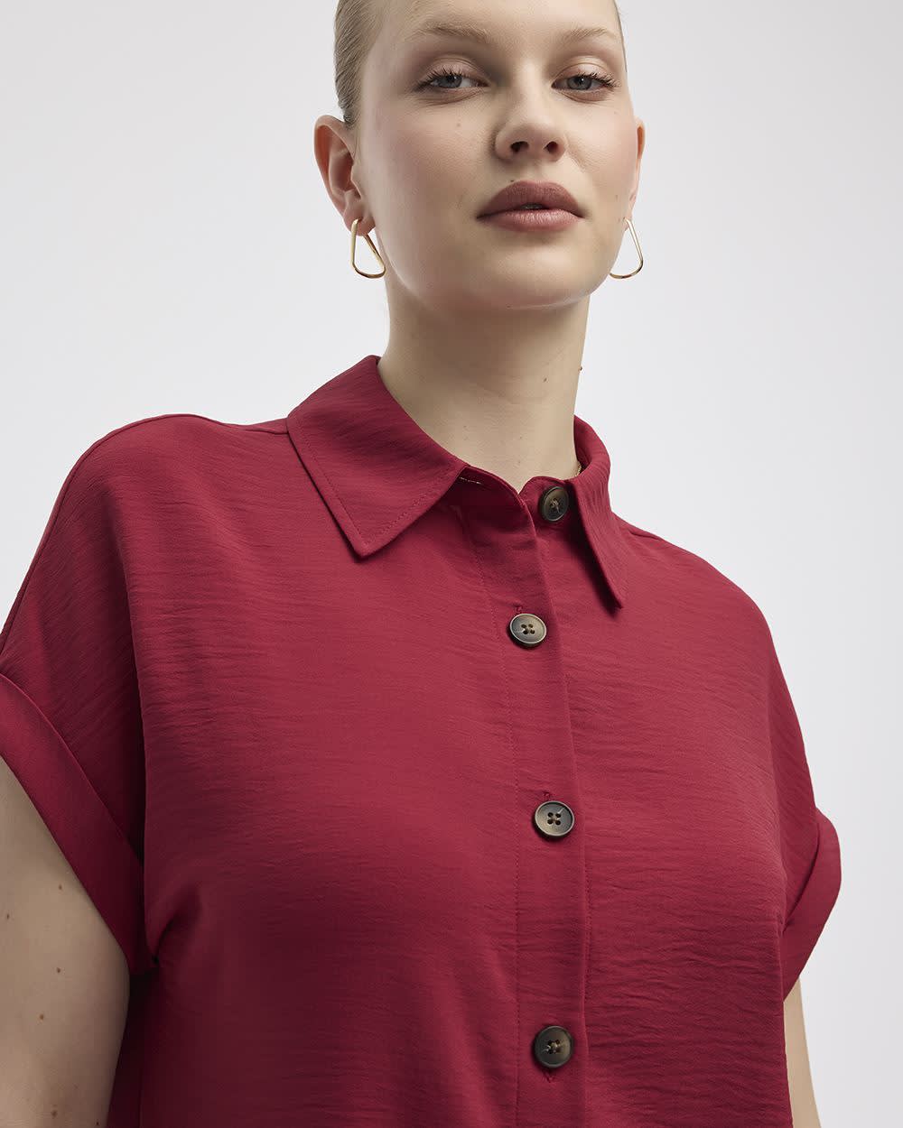 Robe à boutonner à manches courtes et col chemisier