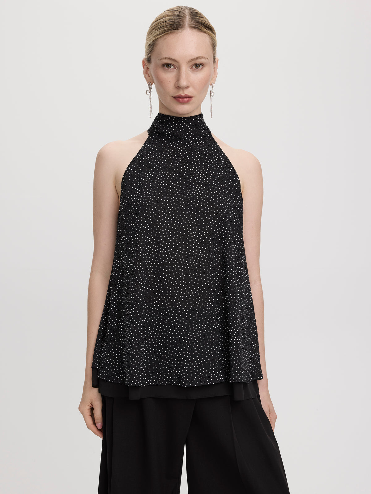 Sleeveless Blouse with Halter Neckline