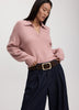 Long-Sleeve Boxy Sweater with Johnny Collar