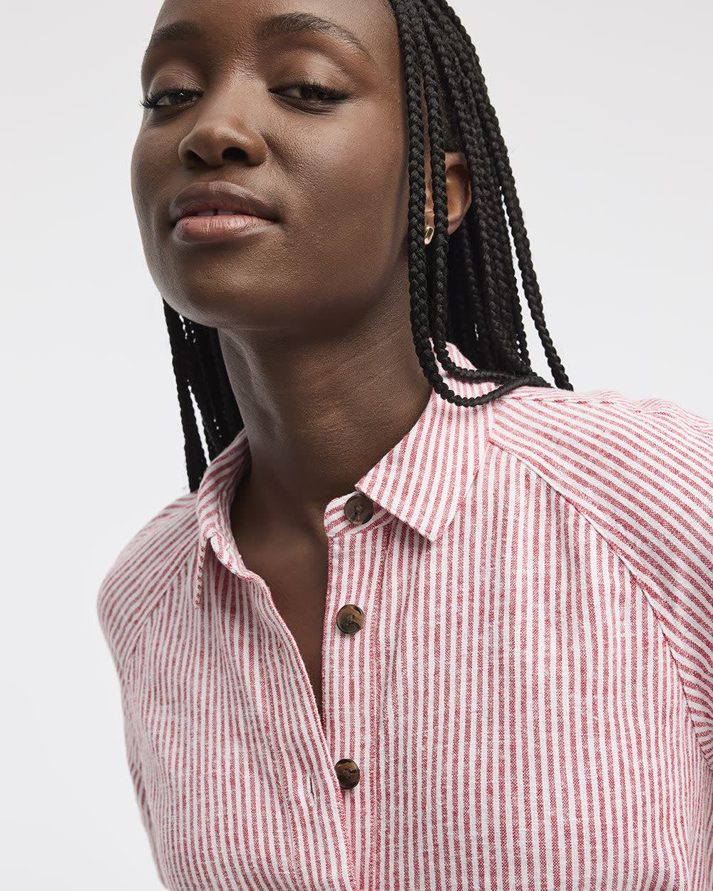 Short-Sleeve Shirt with Self-Tie Hem