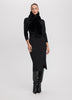 Long-Sleeve Midi Dress with Asymmetrical Slit