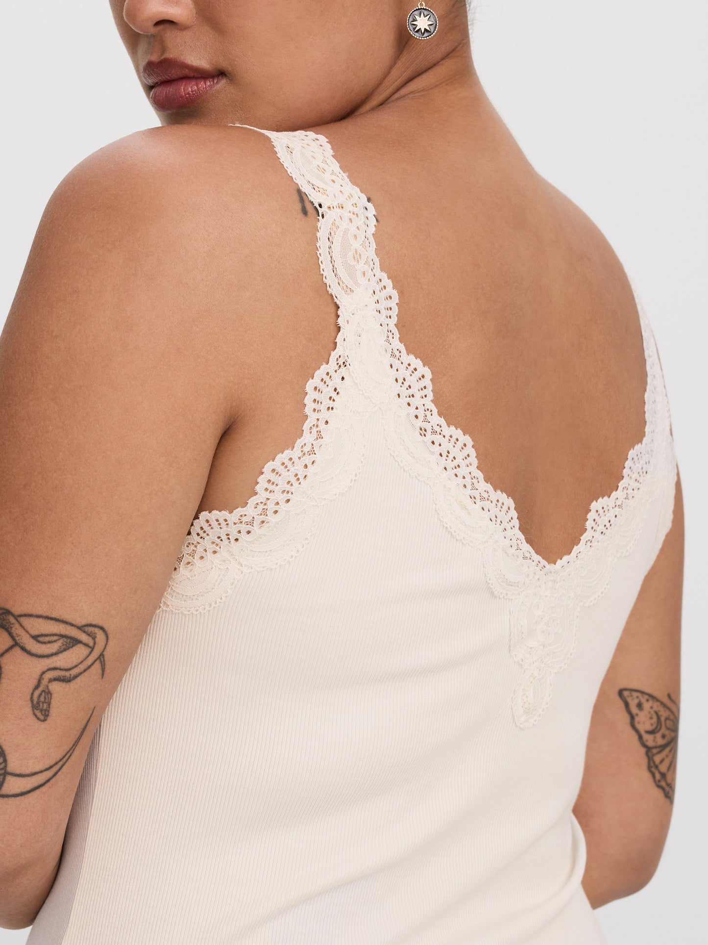 V-Neck Cami with Lace Trim