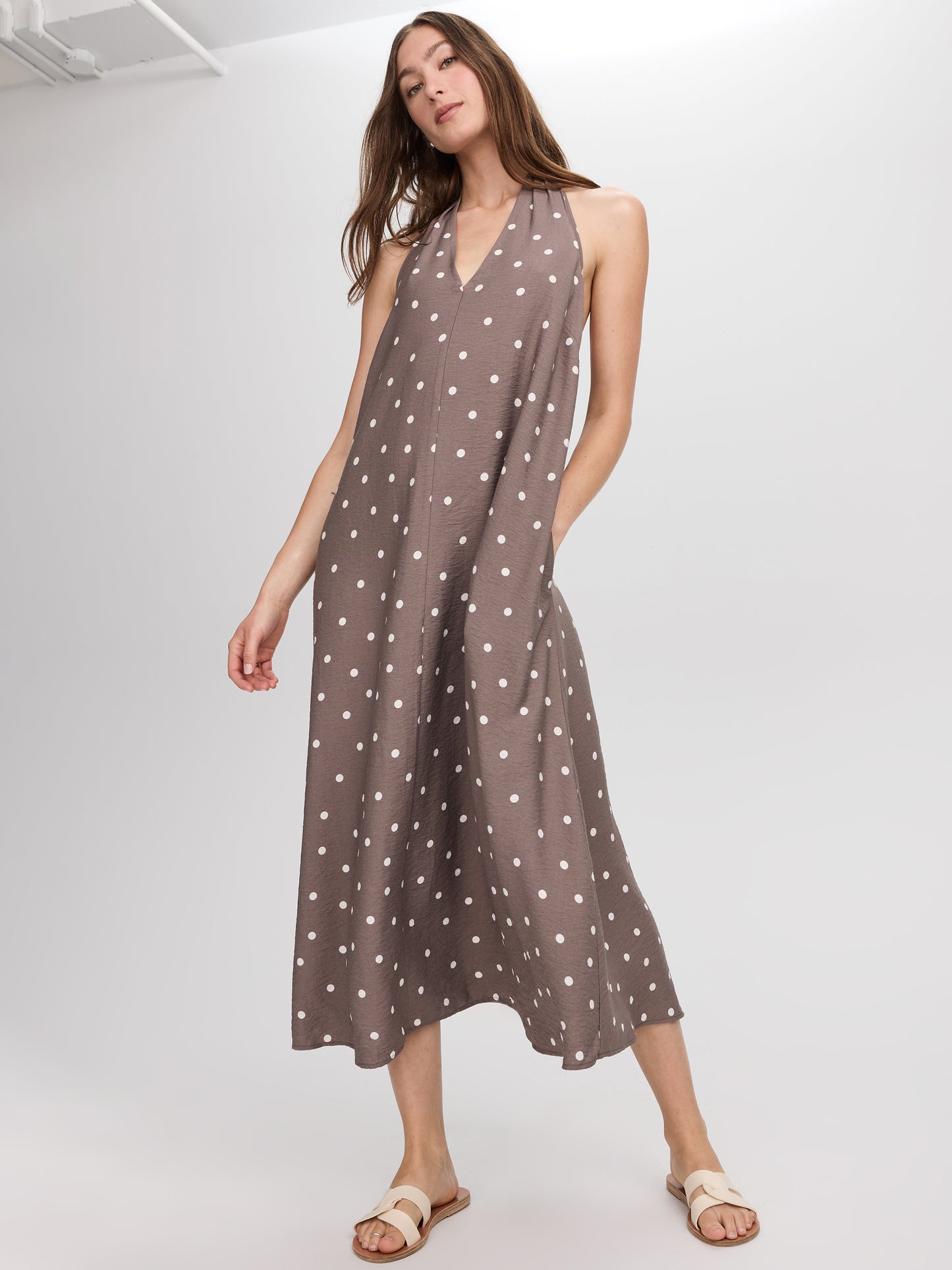 Sleeveless Halter-Neck Maxi Dress