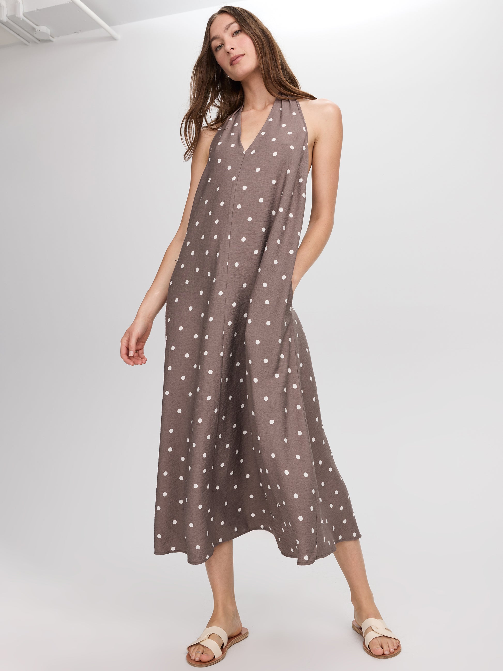 Sleeveless Halter-Neck Maxi Dress