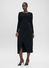 Long-Sleeve Bodycon Midi Dress with Wrap Skirt
