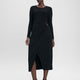 Long-Sleeve Bodycon Midi Dress with Wrap Skirt