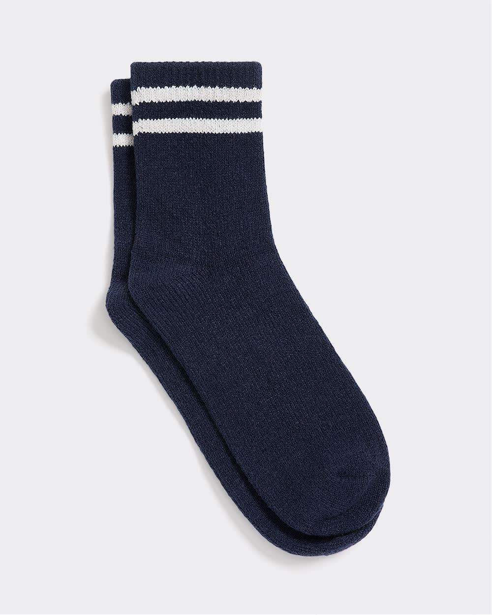 Anklet Winter Socks with Striped Hem