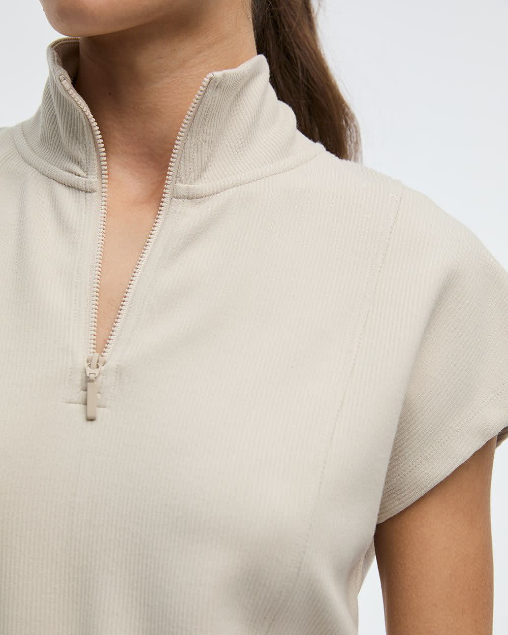 Extended-Sleeve Mock-Neck Dress with Pockets