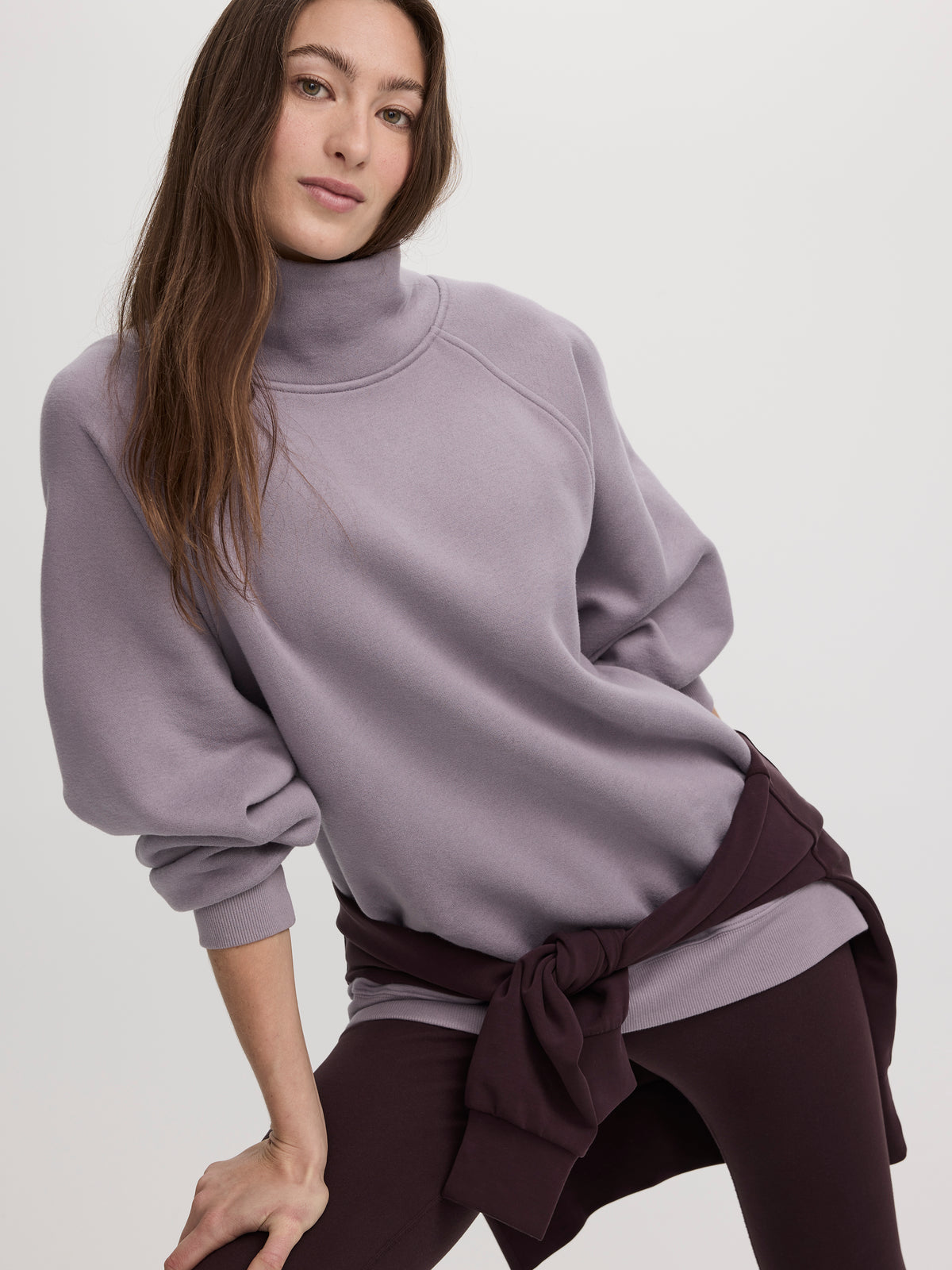 Long-Sleeve Mock-Neck Sweatshirt - Hyba