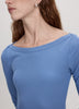 Long-Sleeve Boat-Neck Ribbed Top