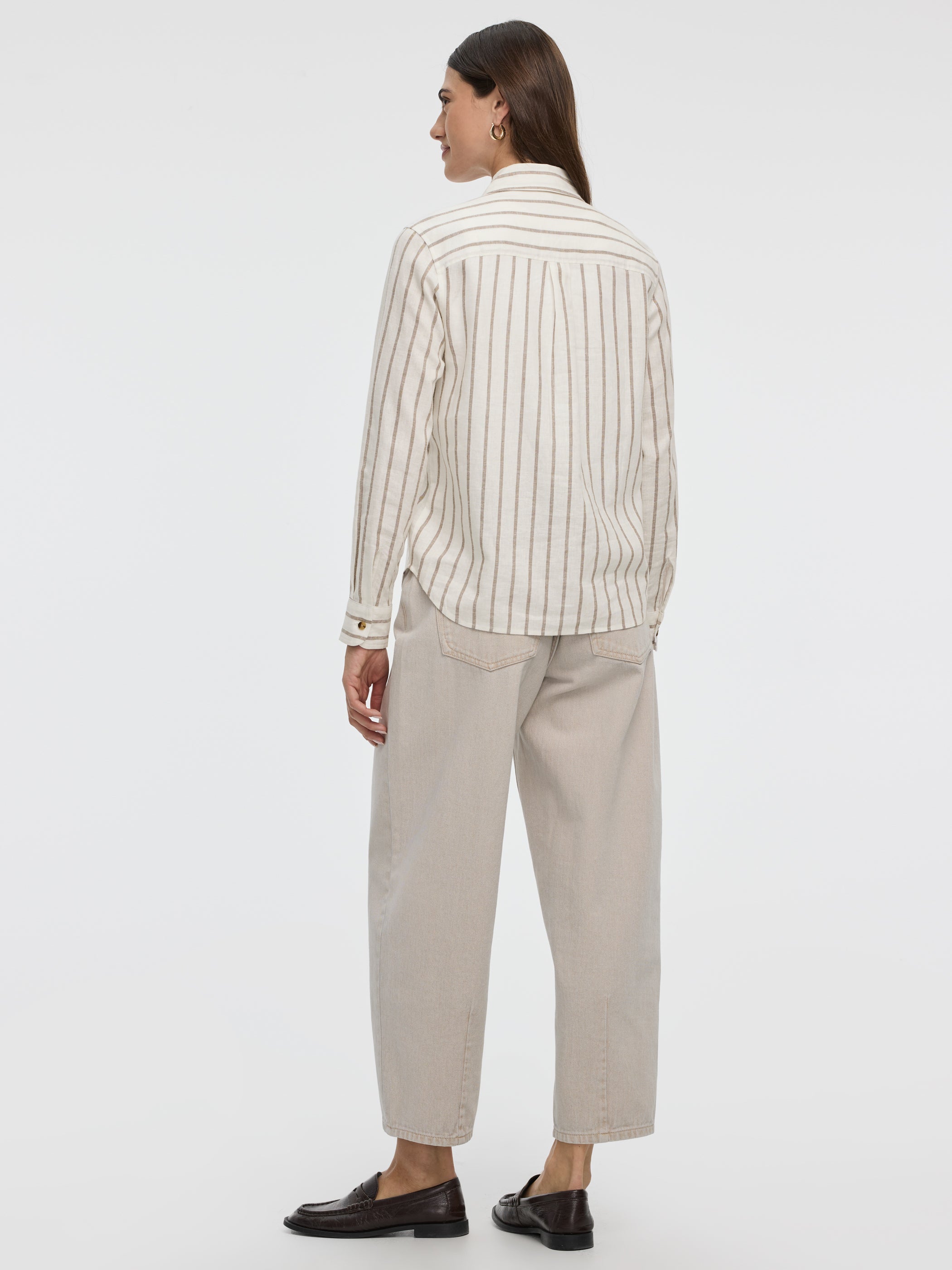 Striped Long-Sleeve Linen-Blend Shirt