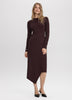 Long-Sleeve Bodycon Midi Dress with Asymmetrical Hem