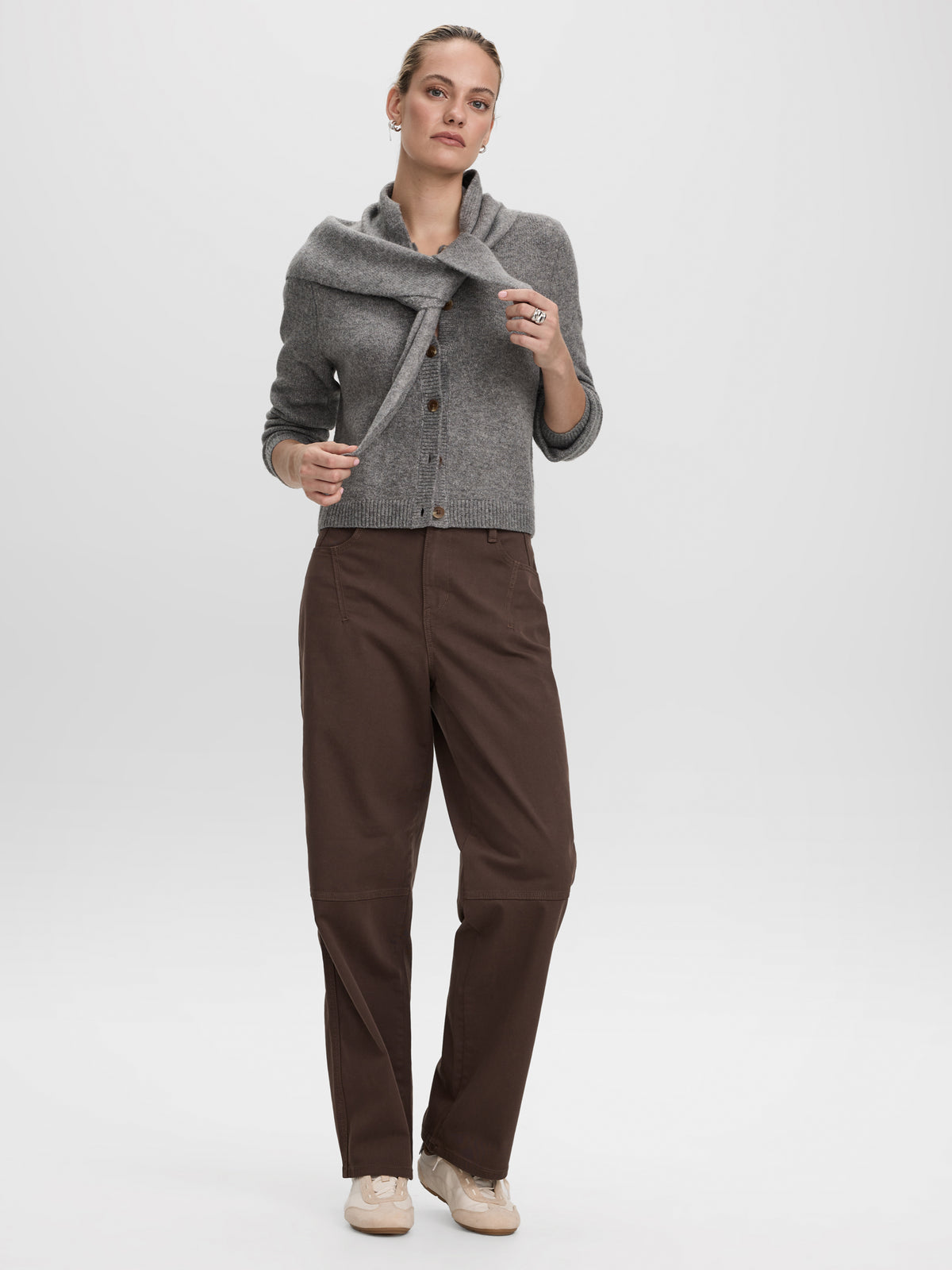 Mid-Rise Baggy Cotton Pants