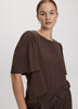 Crew-Neck Top with Short Flutter Sleeves