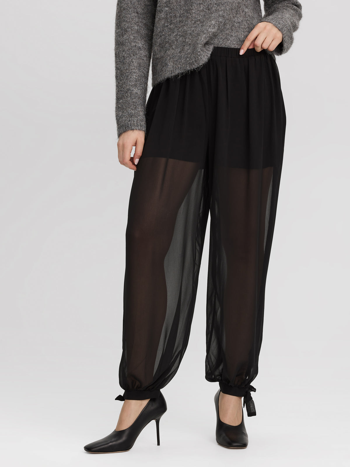 High-Rise Barrel Pants with Under Shorts