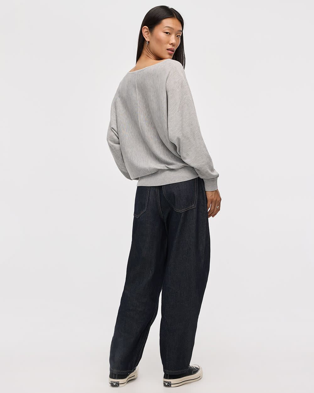 Merino-Blend Long-Sleeve Boat-Neck Sweater
