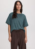Cashmere-Blend Short-Sleeve Crew-Neck Loose Sweater