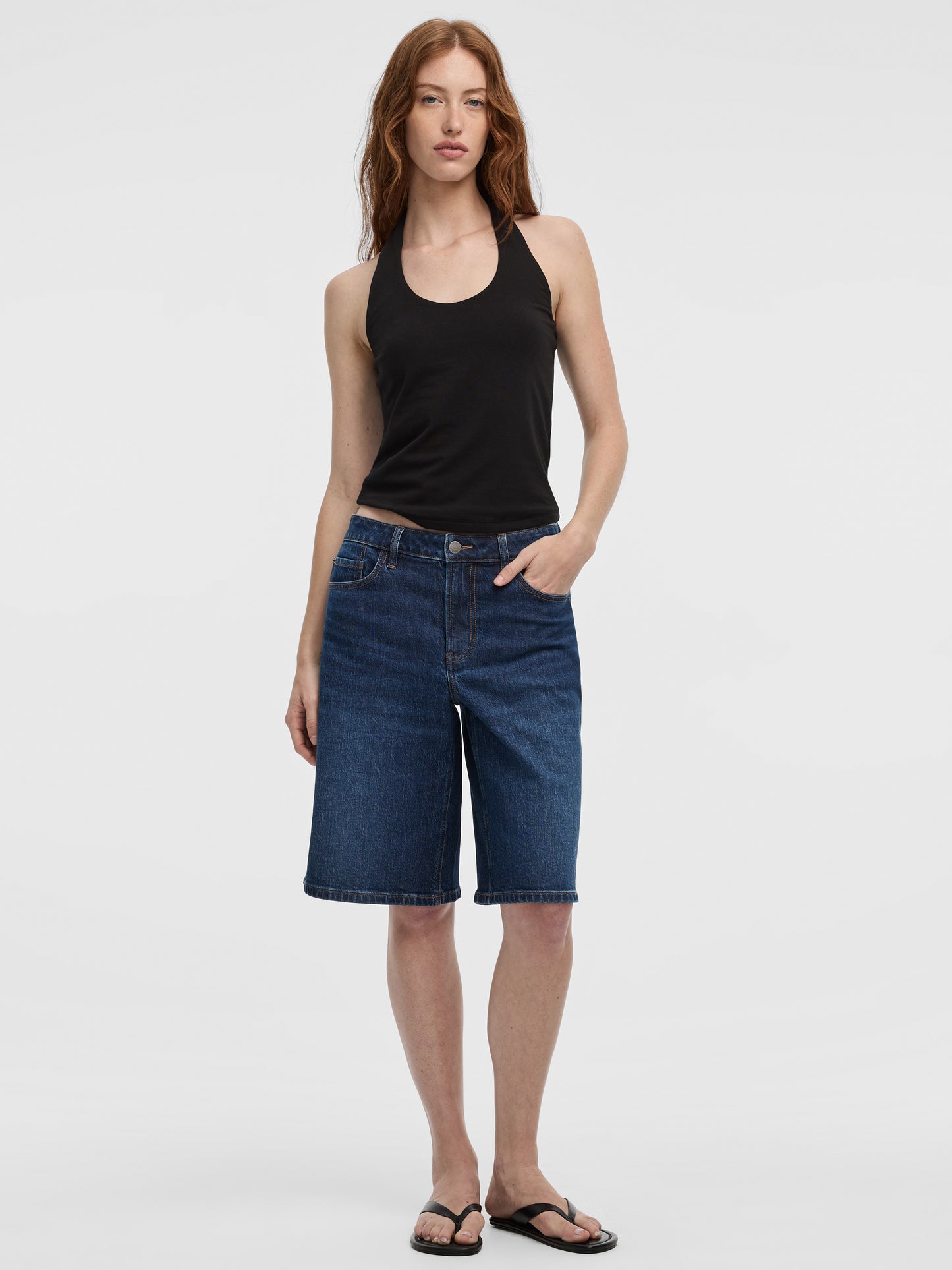 Mid-Rise Denim Bermuda