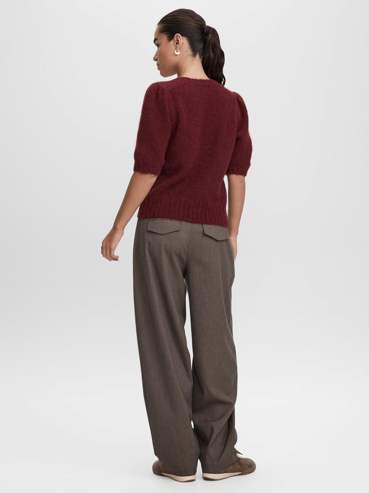Elbow-Sleeve Crew-Neck Sweater
