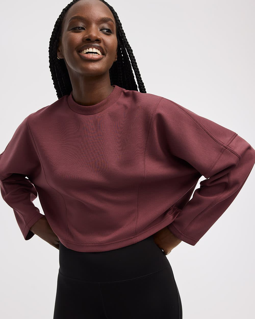 Cropped Long-Sleeve Crew-Neck Sweatshirt - Hyba