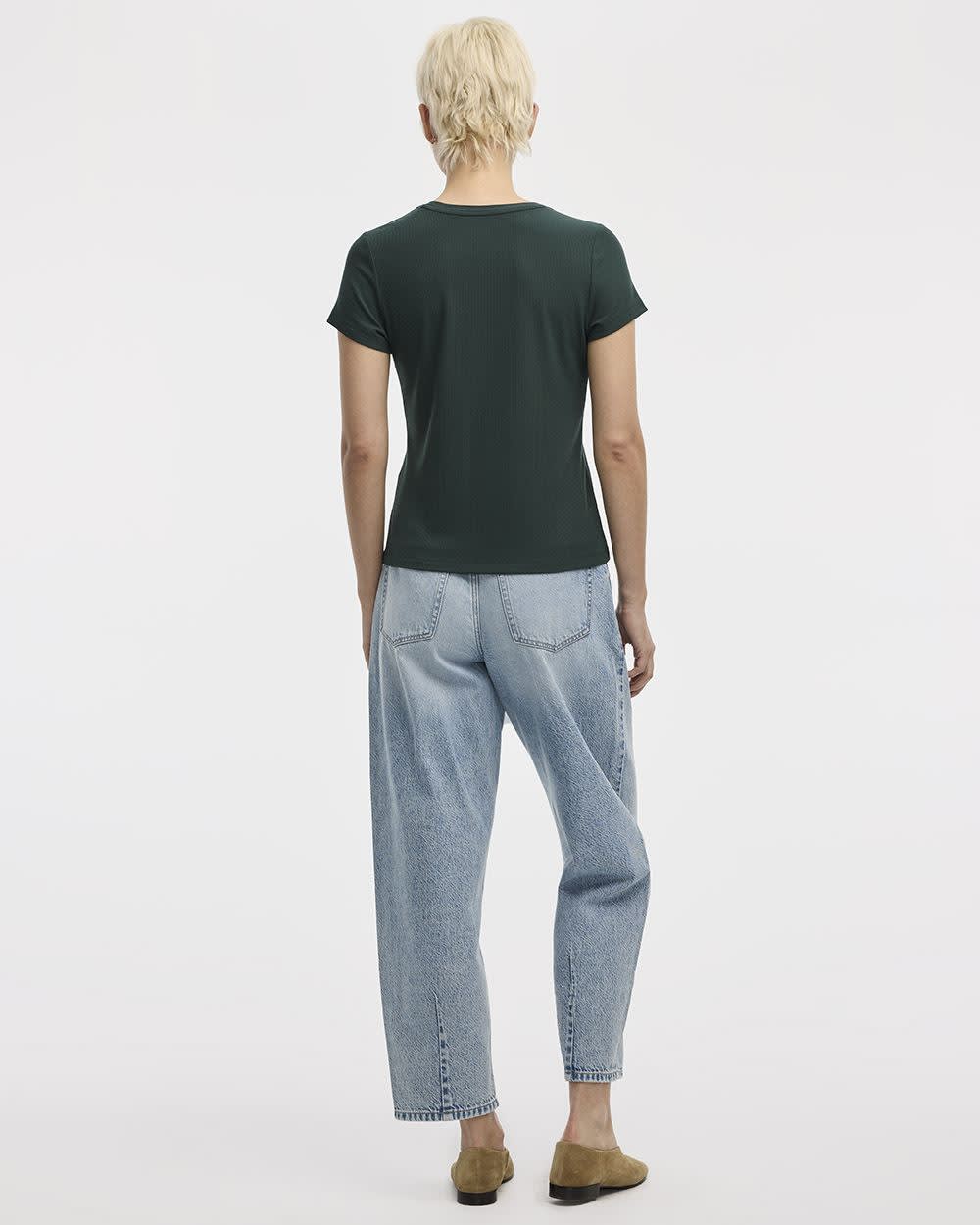 T-shirt côtelé et ajusté à col rond - R Essentials