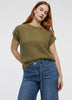 Extended-Sleeve Crew-Neck Sweater with Open Stitches