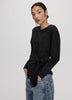 Long-Sleeve Top with Tie at Waist