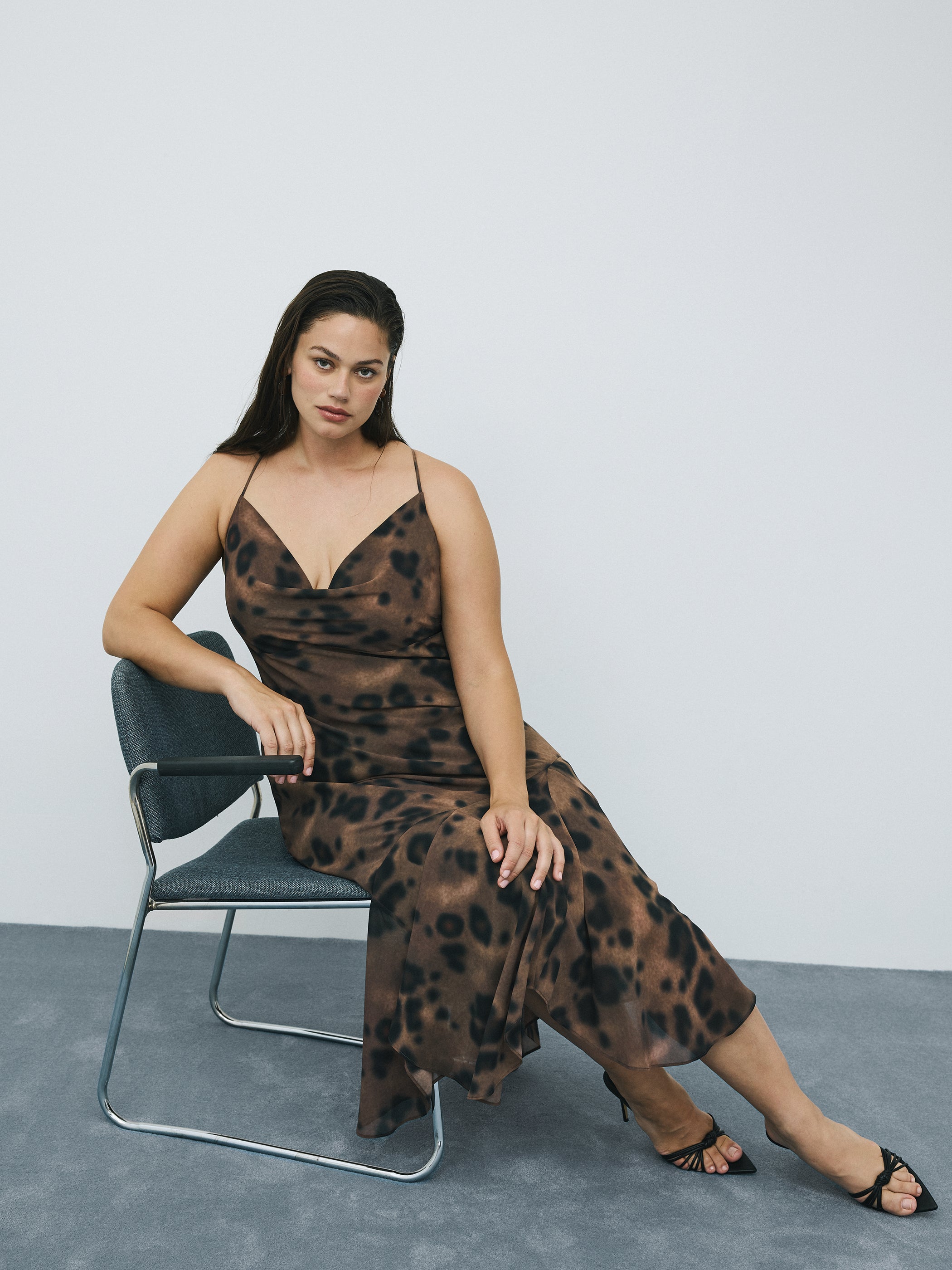 Sleeveless Maxi Dress with Cowl Neckline