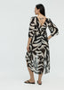 Long-Sleeve V-Neck Maxi Dress with High-Low Hem
